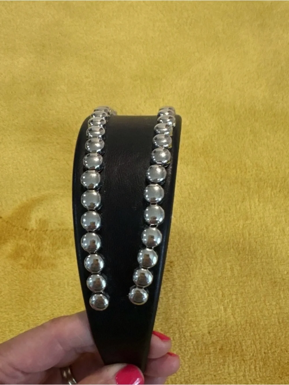 Free People Black Studded Double Headband with Silver Accents